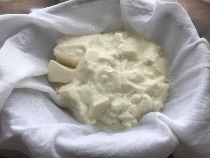 さらしで水切り